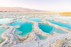 View,Of,Dead,Sea,Coastline.,Salt,Crystals,At,Sunset.,Texture