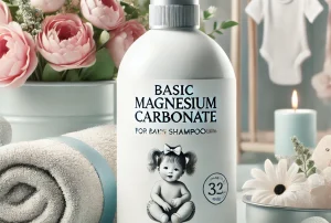 DALL·E 2024-07-22 13.02.21 - A realistic and detailed photo showcasing basic magnesium carbonate used in the production of shampoos for delicate skin, especially for babies. The i